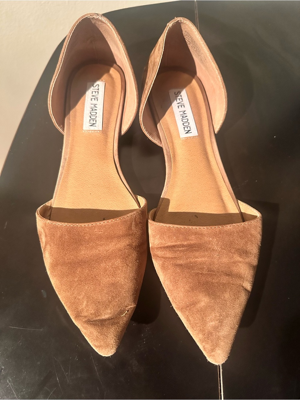 Steve Madden Tan Suede Pointed D'Orsay Flats